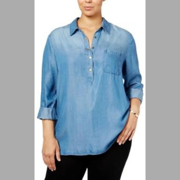 Style & Company Chambray look Shirt - Picture 6 of 8